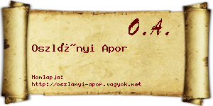 Oszlányi Apor névjegykártya
